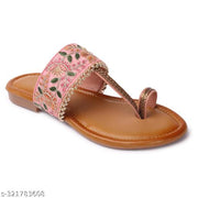 Kolhapuri style flats for women Pink