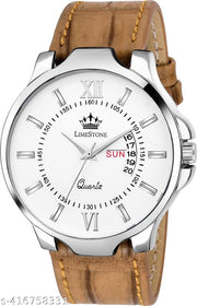 Day and Date Functioning Leather Strap Quartz Analog Watch for Boys/Men  - Best Gift Item for Boys/Men