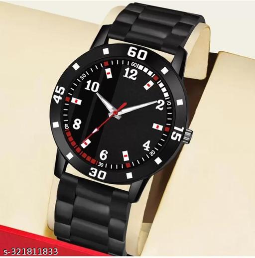 BEST QUALITY BEST PRICE Analogue Black Dial Tranding Pu Belt Watches For Men Boys