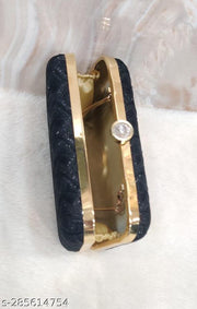 Party Clutch for Women Trendy Black Color Box Clutch with Handle Dulhan purse Bridal Clutch
