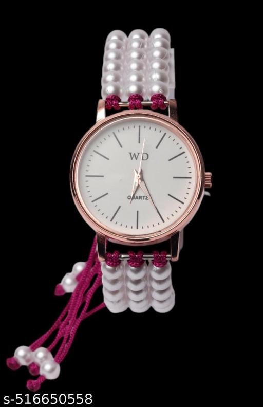 White Bead Bracelet Type Watch for women