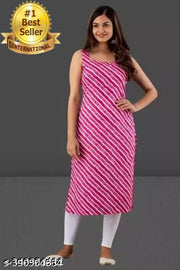 Polyster/Crepe fabric-WOMEN PRINTED A-LINE KURTI