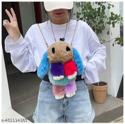 Cute Plush Rabbit Bag New Designer Girl Rabbit Faux Fur Handbag Women's Casual Long Chains Cartoon Bunny Messenger Bag Cute Girls Bag For Girls