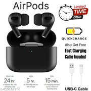 Airpod Pro, Black Airpod, TWS Headphone, Tws earphone, True Wireless Bluetooth Headphone, True Wireless Bluetooth Earphones with Long Hours of Playtime & Compatible for all Smartphones - Black