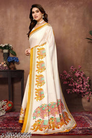 KALAMKARI PRINTED KHADI SILK SAREE KALAMKARI PRINTED KHADI SILK SAREE