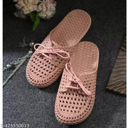 Monoction Elegant Women Woven Mesh Lace-Up Mule Slippers | Breathable Hollow-Out Casual Sandals | Lightweight Flexible Rubber Mules