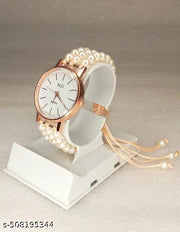 WHITE BEAD BRACELET TYPE WATCH