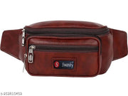 Swanky Leather Waist Pack Travel bag for Money|Belt| Cards| Mobile|Documents|Kit Books And Bills Dairy Pouch Cross Side Bags for men Women. With Belt Stylish Waist Small Luggage Accessories bags With Trust Unisex PU Waist Pack bag with Belt for travel