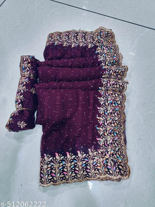 Designer saree Siroski Diamond With Blouse Pieace