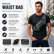 Multi Compartment Waist Bag for Men & Women | Water Resistant Adjustable Crossbody Sling Bag | Travel Belt Pouch