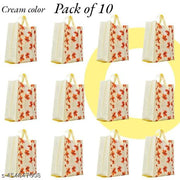 CARRY CLOUD Non-Stitched Autumn Theme Grocery Shopping Bag with Handles, Printed Shopping Bags (Cream, Pack of 10)