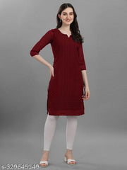 Apari Fab Women's Embroidered Georgette Straight Kurti