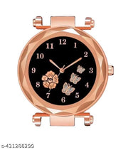 New Fancy Flower Butterfly Analog Watch With Black LED Watch Combo Free Led Light For Kids