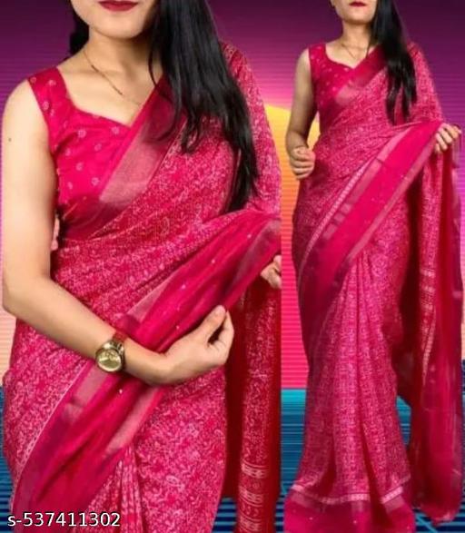 New Launched Top Trending Cotten Crape Saree With Woven Silver Zari Border With Printed Running Blouse And Trending Warli Print Saree