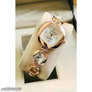 New Fancy Solid Dial Attractive Metal Chain Attractive Bracelet Analog Watch Combo for Women