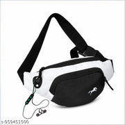 Unisex Sports Fanny Pack with Earphone | Lightweight Dual-Tone Waist Bag for Running, Gym & Travel | Multi-Pocket Crossbody Sling Bag