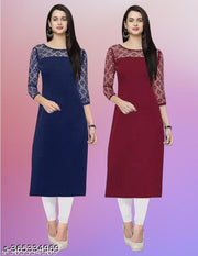 Polyster/Crepe fabric-Dream Beauty Fashion Women's Solid Round Multicolor Kurtis & Kurtas