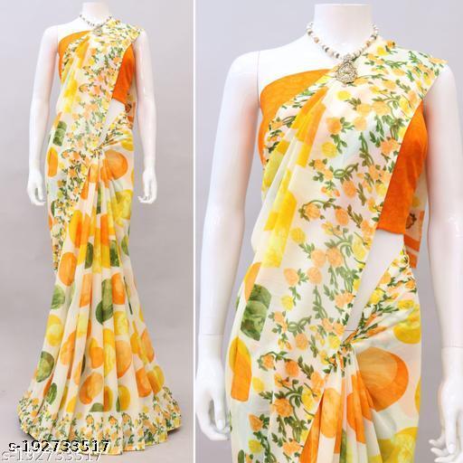 Polka Dot  Printed Georgette Saree