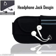 Running Waist Belt for Women & Men Sweat Rainproof Phone Holder with Adjustable Strap & 3 Pockets Headphone Hole WaistBag for All Kind of Phone-Sports, Yoga, Workout & Outdoor Activities- Black