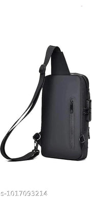 Urban Trek Men’s Water-Resistant Multi-Pocket Crossbody Sling Bag for Travel, Office & Daily Use (Black)