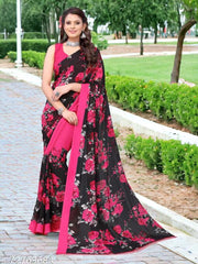 Daily wear Georgette Saree with Running Blouse, Georgette ki Sari, Georgette Ka Kapda