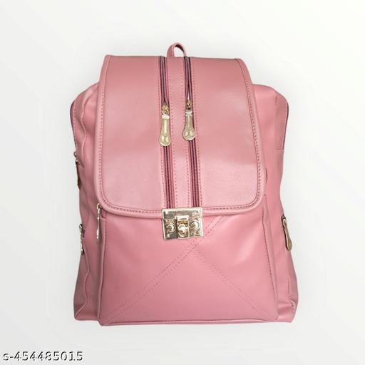 VORIYO Backpack for Girls Women Casual Soft PU Leather Travel Shoulder Bags Pithu Bag (Pink)