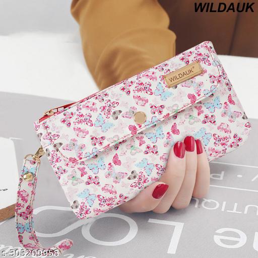 WILDAUK  Casual, Formal, Party Baby Pink Butterfly Print Clutch
