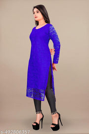 Woman Straight Net Fabric Kurtis