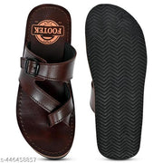 Footek Unique Stylish flip flops and men slippers synthetic leather color brown