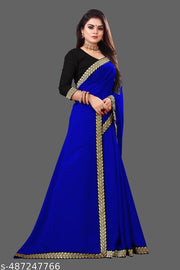 Premium Georgette Saree with Elegant Maharani Lace Trim