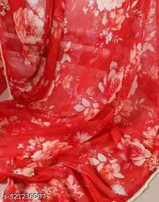 Elegant Floral Printed Georgette Saree with Moti Lace | Lightweight & Stylish | Includes Blouse Piece