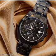 Trendy Men Black Heavy Metal Analog Watch