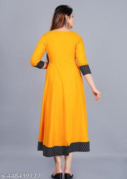 Amazing CN Latest Fashion Women's Solid Printed Round Pleated Flared Kurti