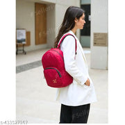 Stylish Nylon Backpack for Women & Girls | Lightweight Travel & College Bag with Gold Zippers