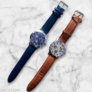 Combo Pack of 2 Blue and Brown Analog Watch - for Men & Boys