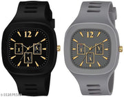Square Dial Black Blue Grey White Analog Watches with Silicon Strap Stylish ADDI Designer Combo Watch for Mens & Boys