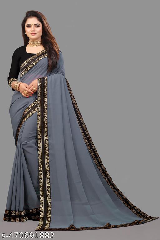 Timeless Black Georgette Saree with Maharani Embellished Border