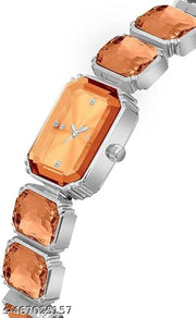 M3 Trader Rectangle Gems Steel Band Watch for Women