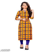 Polyster/Crepe fabric-Women A-line Printed Kurti