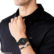 Black Dial Analog Watch for Men – Stylish Silicone Strap, Quartz Movement, Waterproof & Scratch-Resistant | Sleek, Professional Look for Office, School & Casual Wear | Premium Branded Watch Under 300