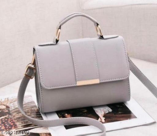 Elegant Light Grey Top Handle Crossbody Satchel Bag
