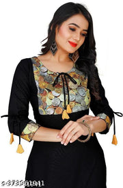 Polyster/Crepe fabric-Latkan With Printed Fashionable Kurti