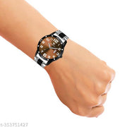 Lorenz Two Tone Chain & Brown dial Watch for Men | Watch for Boys | MK-3055K