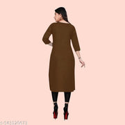 Solid Pack of 4 Casual Ethnic Plain A-Line American Crepe Fabric Light Weight Kurtis For Daily Use in Low Price