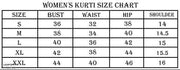 Polyster/Crepe fabric-Pack of 1 Casual And Round-Neck 3/4 Length Sleeves Black & Maroon Kurti (42"Inches)