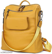 yellow Flap Leather Laptop Backpack Women Fashion Leather Designer Travel Ladies Shoulder Bag  (Black)