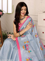 SSC Women's Printed Trendy Art Silk Saree with Blouse Material