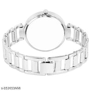 TRENDING MULTI-COLOR BLUE BLACK PINK ) DIAL ANALOG SILVER STAINLESS STEEL STRAP 3 COMBO WATCH ,