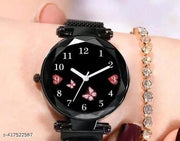 Branded Best Quality Ethnic Embossed Designer Shine Round Dial with Slim Fit Alluring Leather Belt Women Analog Watches for Girls