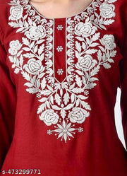 Women's Cotton Top Tunic Hand Embroidered Lucknowi Chikankari Short Kurti